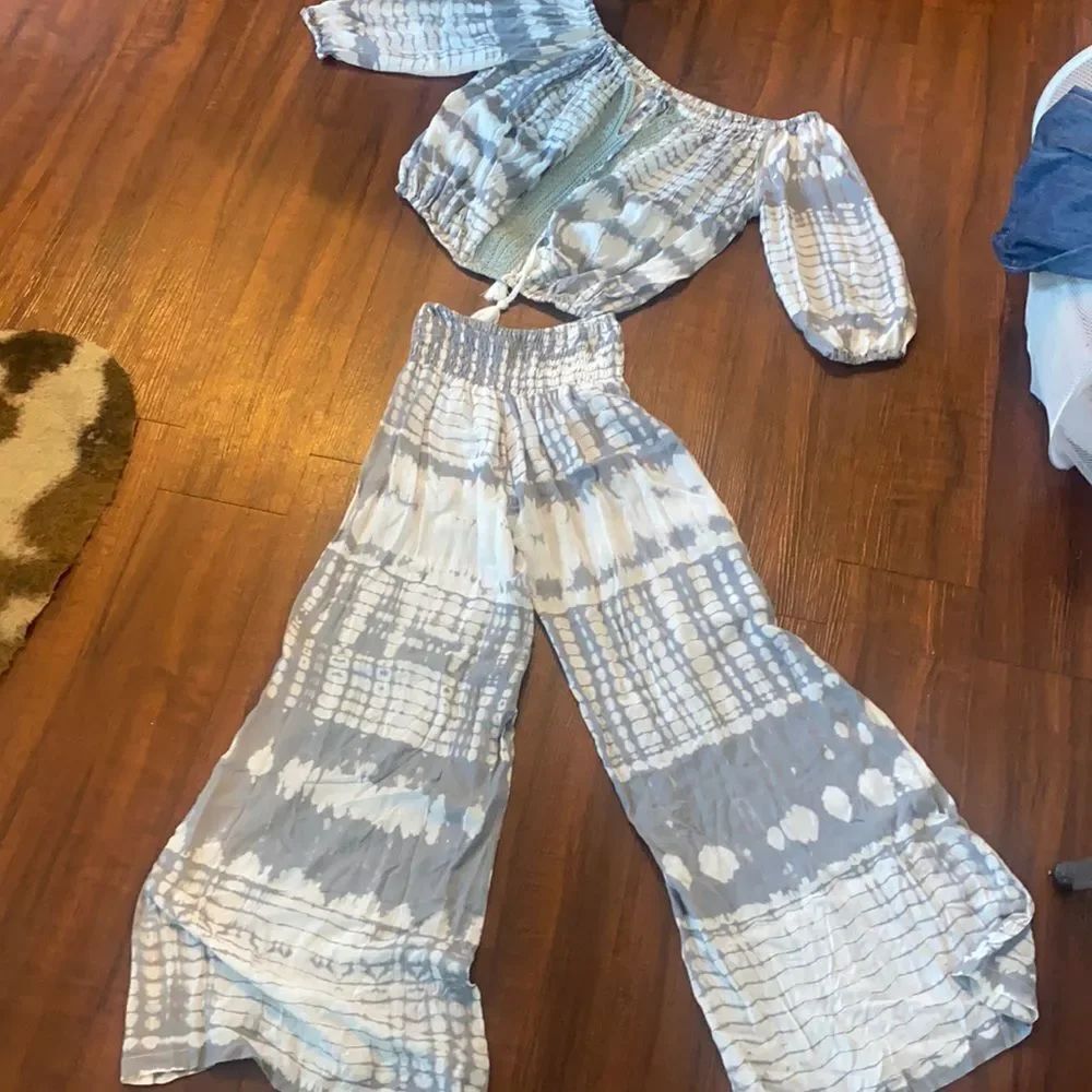 Two Piece Set Off Shoulder Comfy Outfit Bell Pants